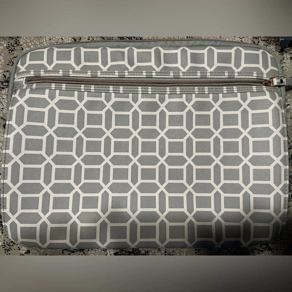 Studio C Gray and White Laptop Bag with Gold Accents